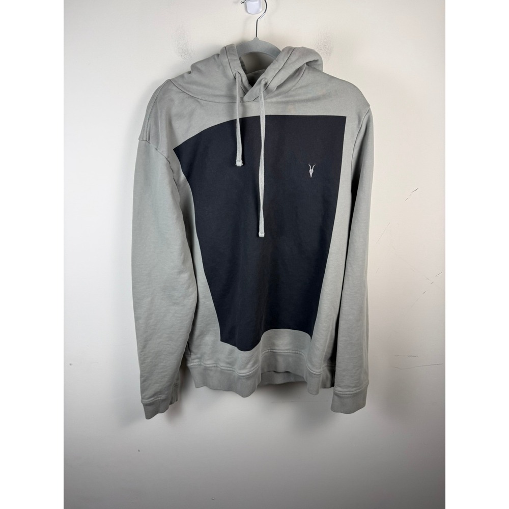 AllSaints Lobke OTH Hoody Grey Black Colorblock Organic Cotton Mens XL MF094X